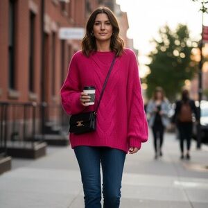 Marina Rinaldi Pink Knit Sweater • Alpaca Wool Blend • Women’s Size XL Oversized